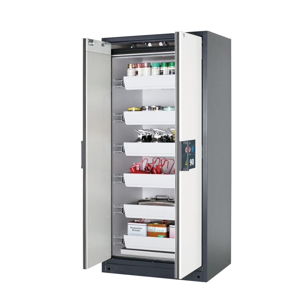 Product afbeelding: Veiligheidskast asecos® Q-PEGASUS / type 90, 6 uittrekbare lekbakken, hxbxd 1.953 x 893 x 615 mm, zuiver wit