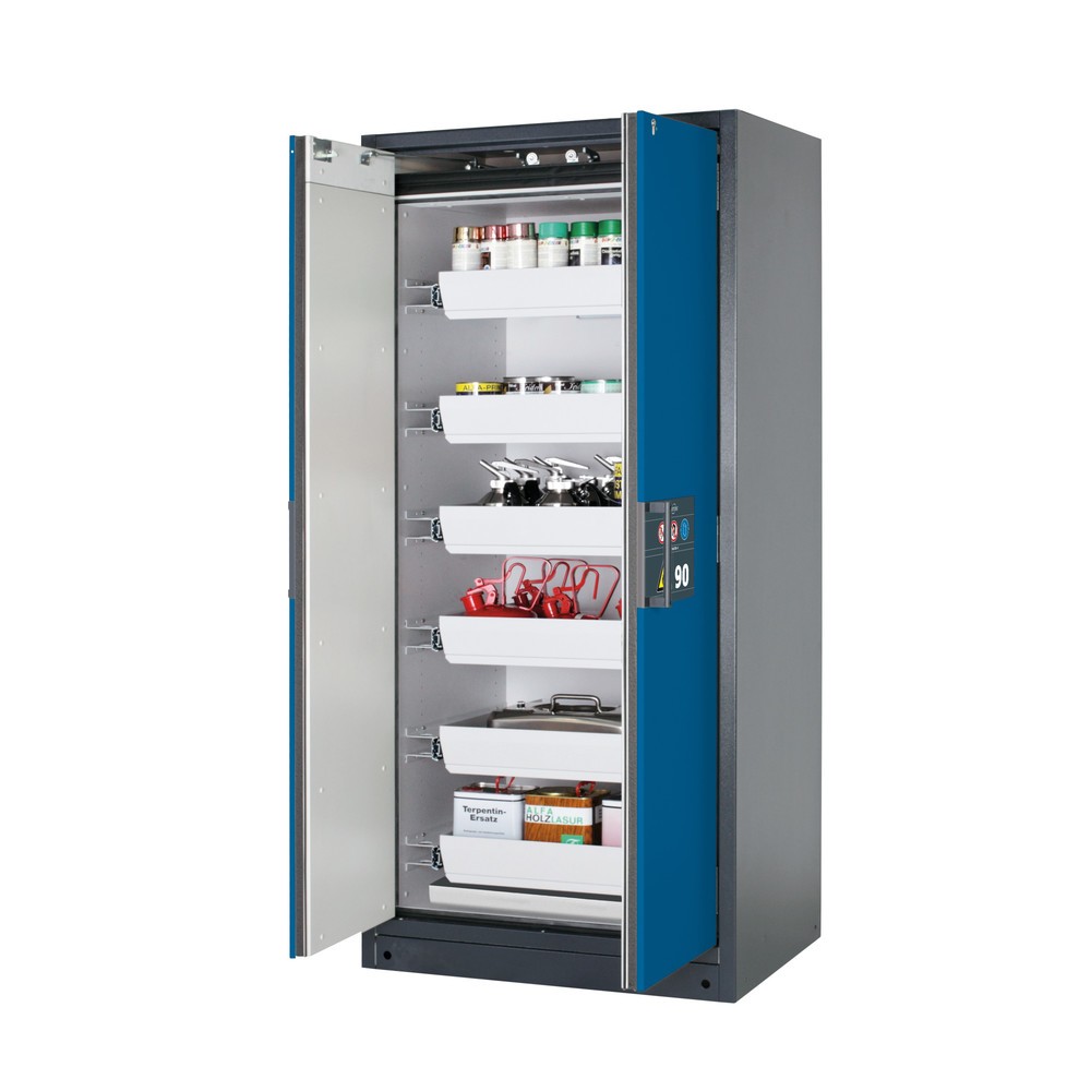 Product afbeelding: Veiligheidskast asecos® Q-PEGASUS / type 90, 6 uittrekbare lekbakken, hxbxd 1.953 x 893 x 615 mm, gentiaanblauw