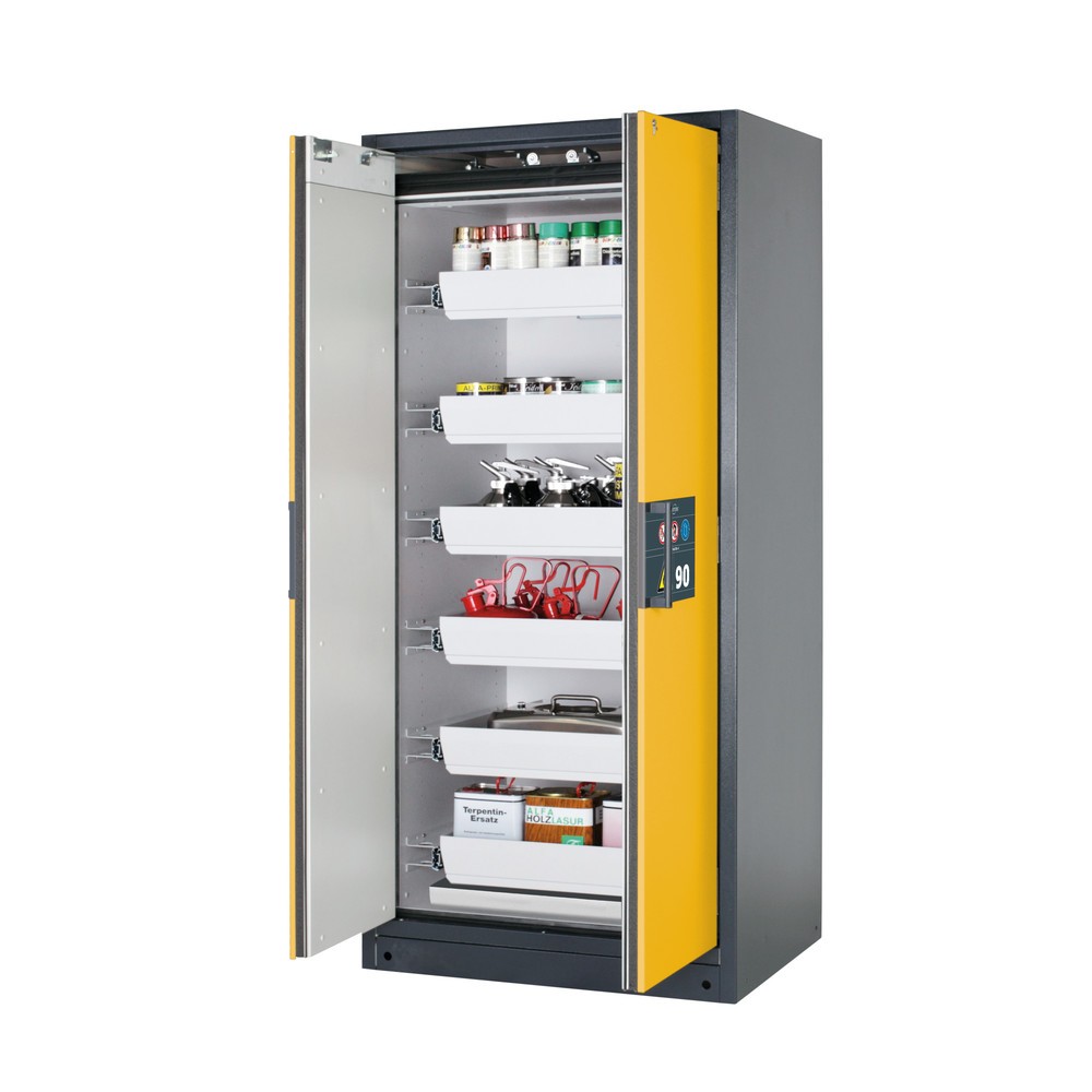 Product afbeelding: Veiligheidskast asecos® Q-PEGASUS / type 90, 6 uittrekbare lekbakken, hxbxd 1.953 x 893 x 615 mm, goudgeel