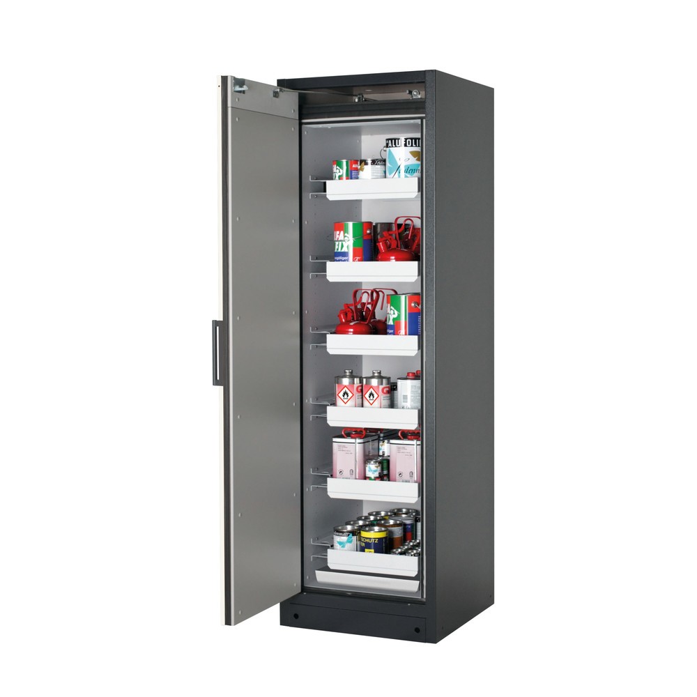 Product afbeelding: Veiligheidskast asecos® Q-PEGASUS / type 90, 6 uittrekbare lekbakken, h x b x d 1.953 x 599 x 615 mm, zuiver wit