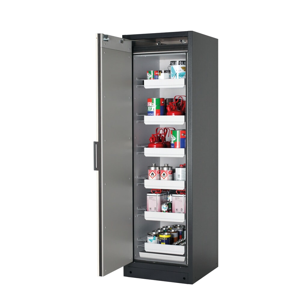 Brandveilige kluis asecos® Q-PEGASUS / type 90, 6 uittrekbare lekbakken, hxbxd 1.953 x 599 x 615 mm, zuiver wit Product afbeelding: Brandveilige kluis asecos® Q-PEGASUS / type 90, 6 uittrekbare lekbakken, hxbxd 1.953 x 599 x 615 mm, zuiver wit