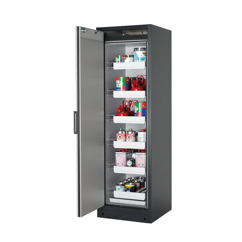 Product afbeelding: Veiligheidskast asecos® Q-PEGASUS / type 90, 6 uittrekbare lekbakken, h x b x d 1.953 x 599 x 615 mm, lichtgrijs