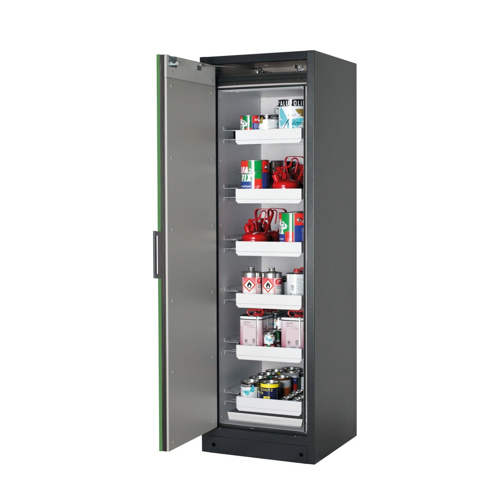 Product afbeelding: Veiligheidskast asecos® Q-PEGASUS / type 90, 6 uittrekbare lekbakken, h x b x d 1.953 x 599 x 615 mm, resedagroen