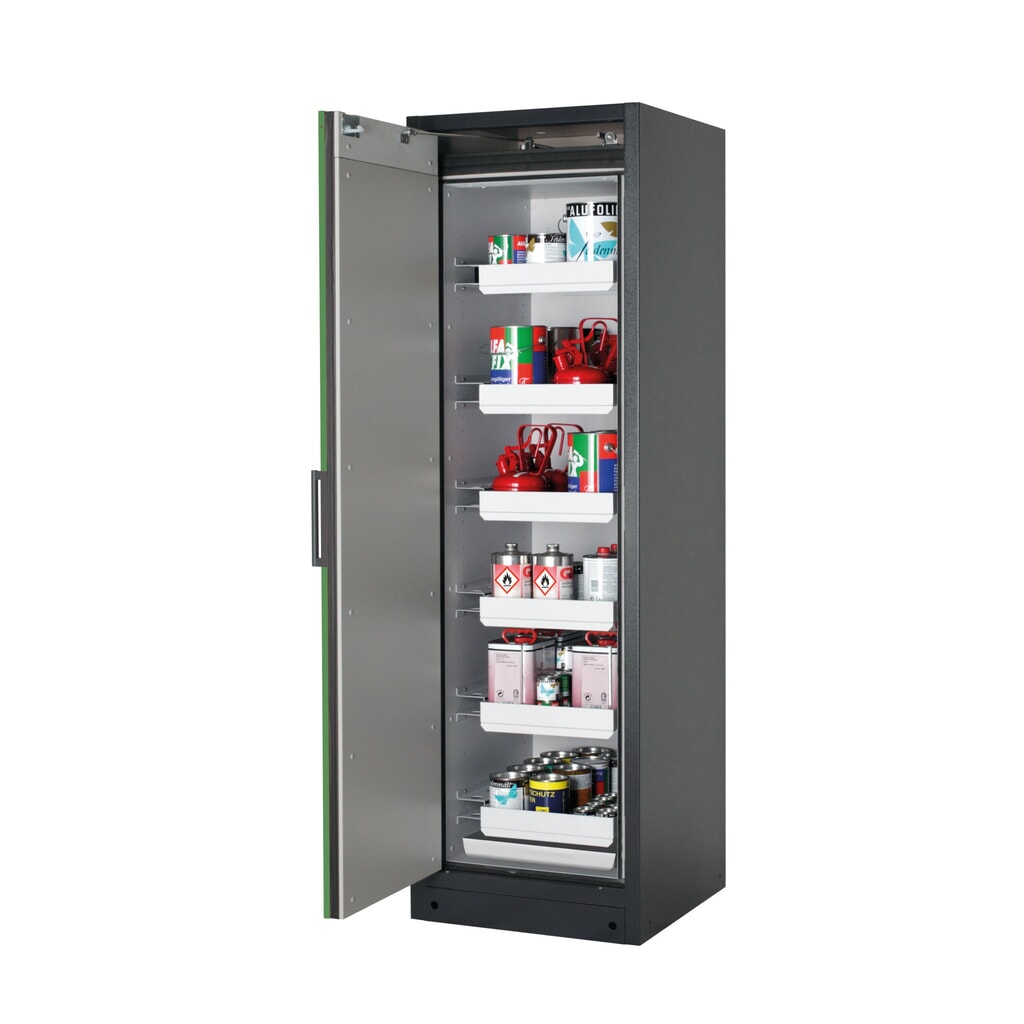 Product afbeelding: Brandveilige kluis asecos® Q-PEGASUS / type 90, 6 uittrekbare lekbakken, hxbxd 1.953 x 599 x 615 mm, resedagroen