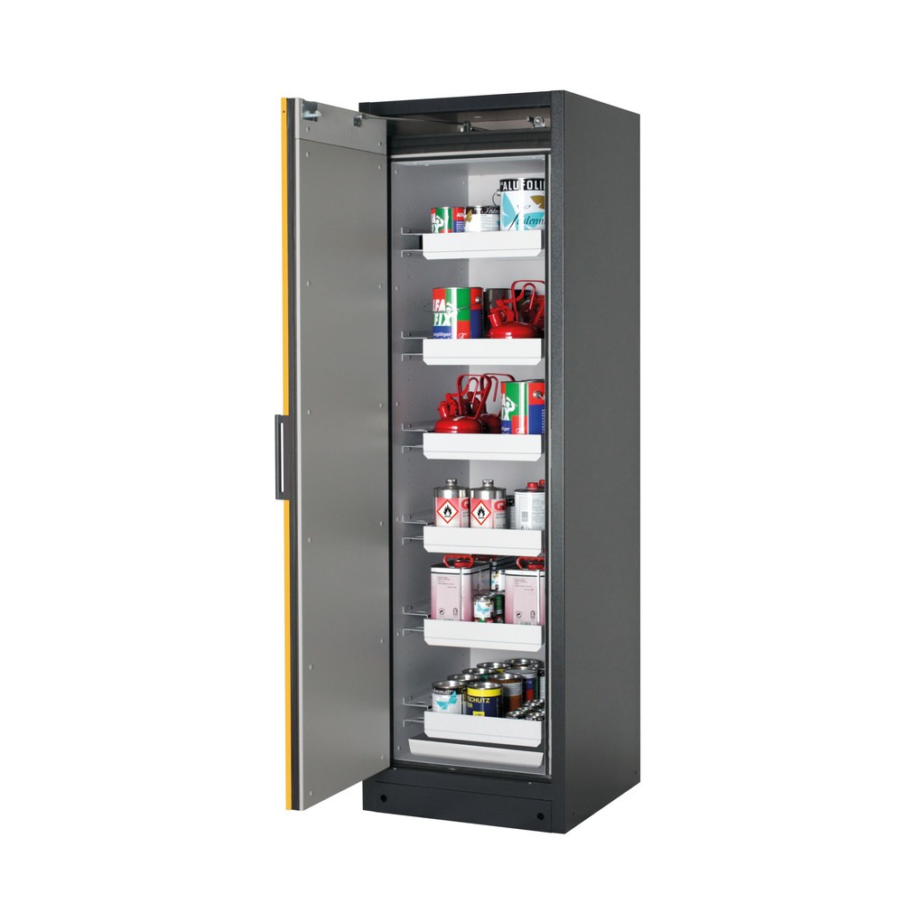 Product afbeelding: Veiligheidskast asecos® Q-PEGASUS / type 90, 6 uittrekbare lekbakken, h x b x d 1.953 x 599 x 615 mm, goudgeel