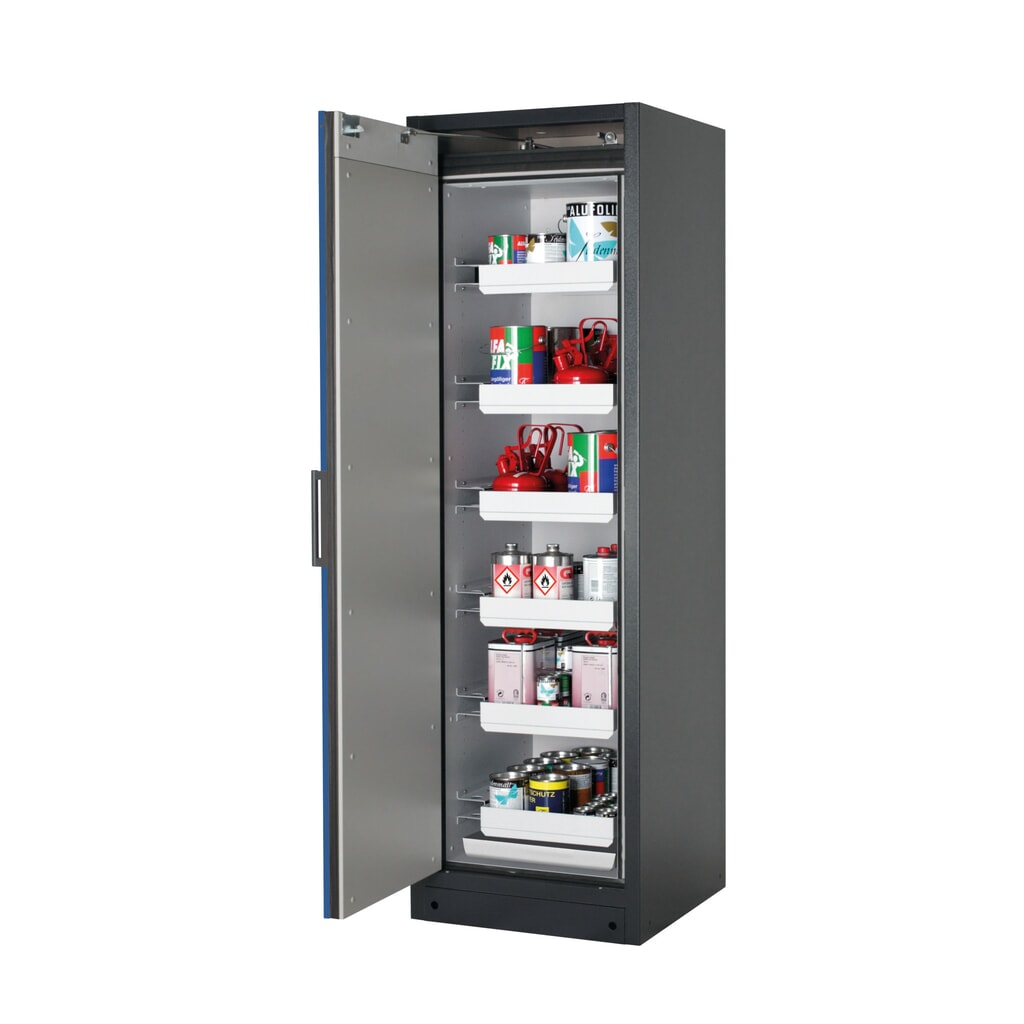 Brandveilige kluis asecos® Q-PEGASUS / type 90, 6 uittrekbare lekbakken, hxbxd 1.953 x 599 x 615 mm, gentiaanblauw Product afbeelding: Brandveilige kluis asecos® Q-PEGASUS / type 90, 6 uittrekbare lekbakken, hxbxd 1.953 x 599 x 615 mm, gentiaanblauw