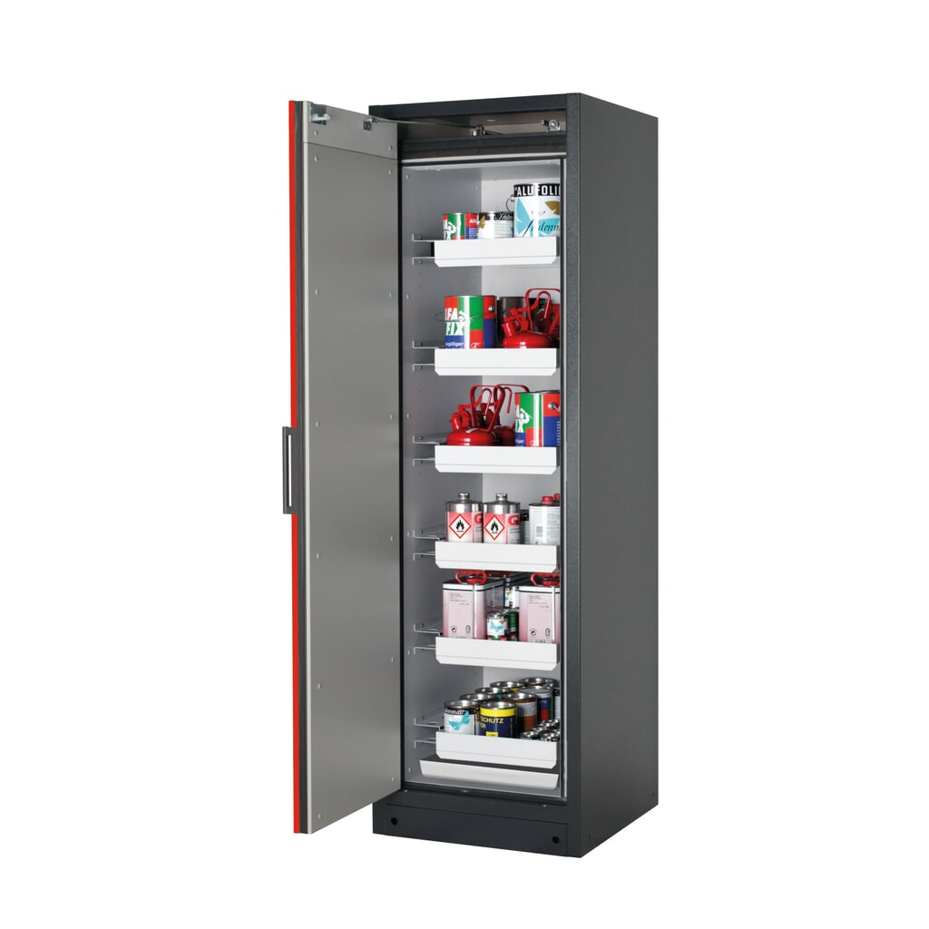 Product afbeelding: Brandveilige kluis asecos® Q-PEGASUS / type 90, 6 uittrekbare lekbakken, hxbxd 1.953 x 599 x 615 mm, verkeersrood