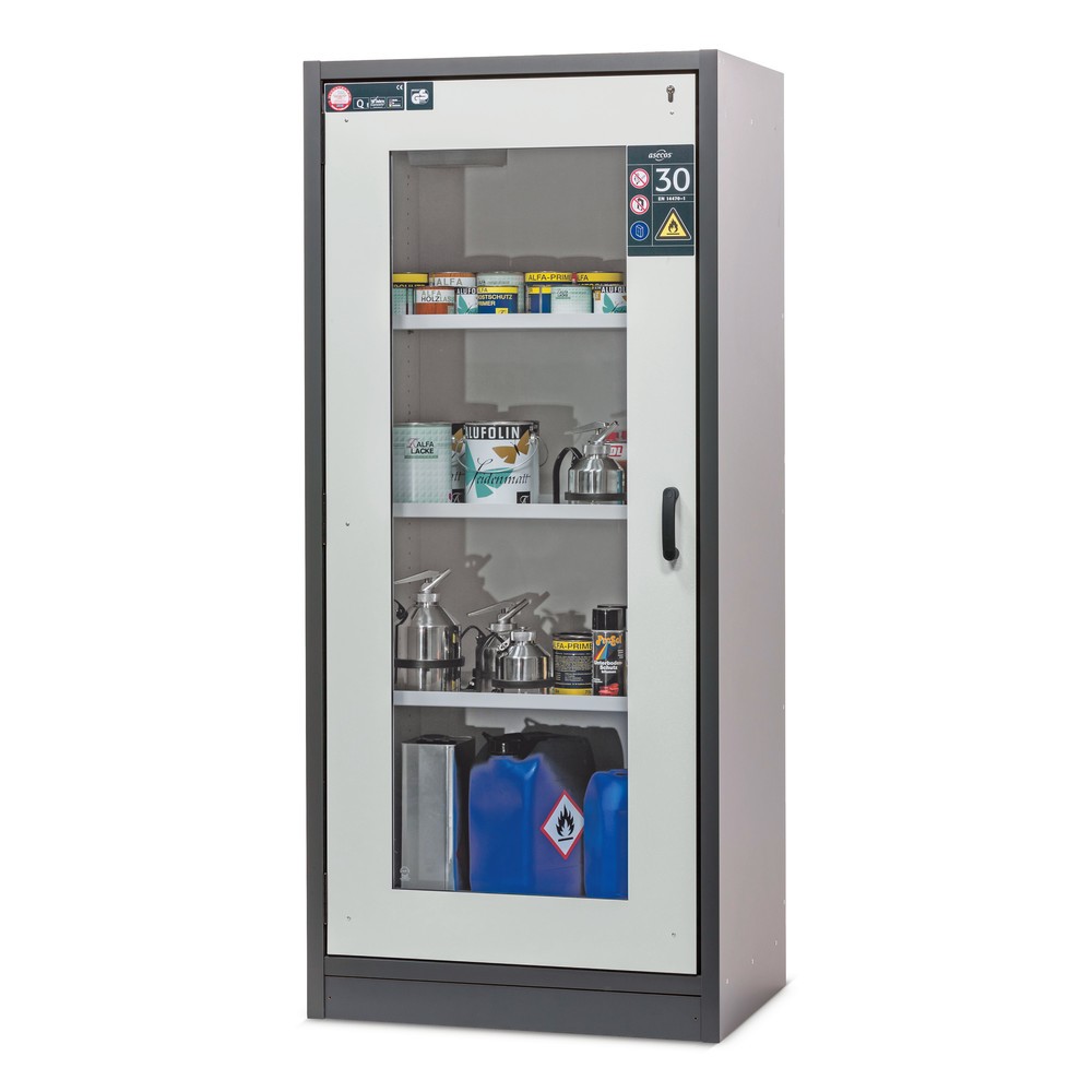 Productafbeelding nr. 2: Veiligheidskast asecos® type 30 met glazen deur, h x b x d 1.947 x 864 x 620 mm, antracietgrijs/verkeersrood