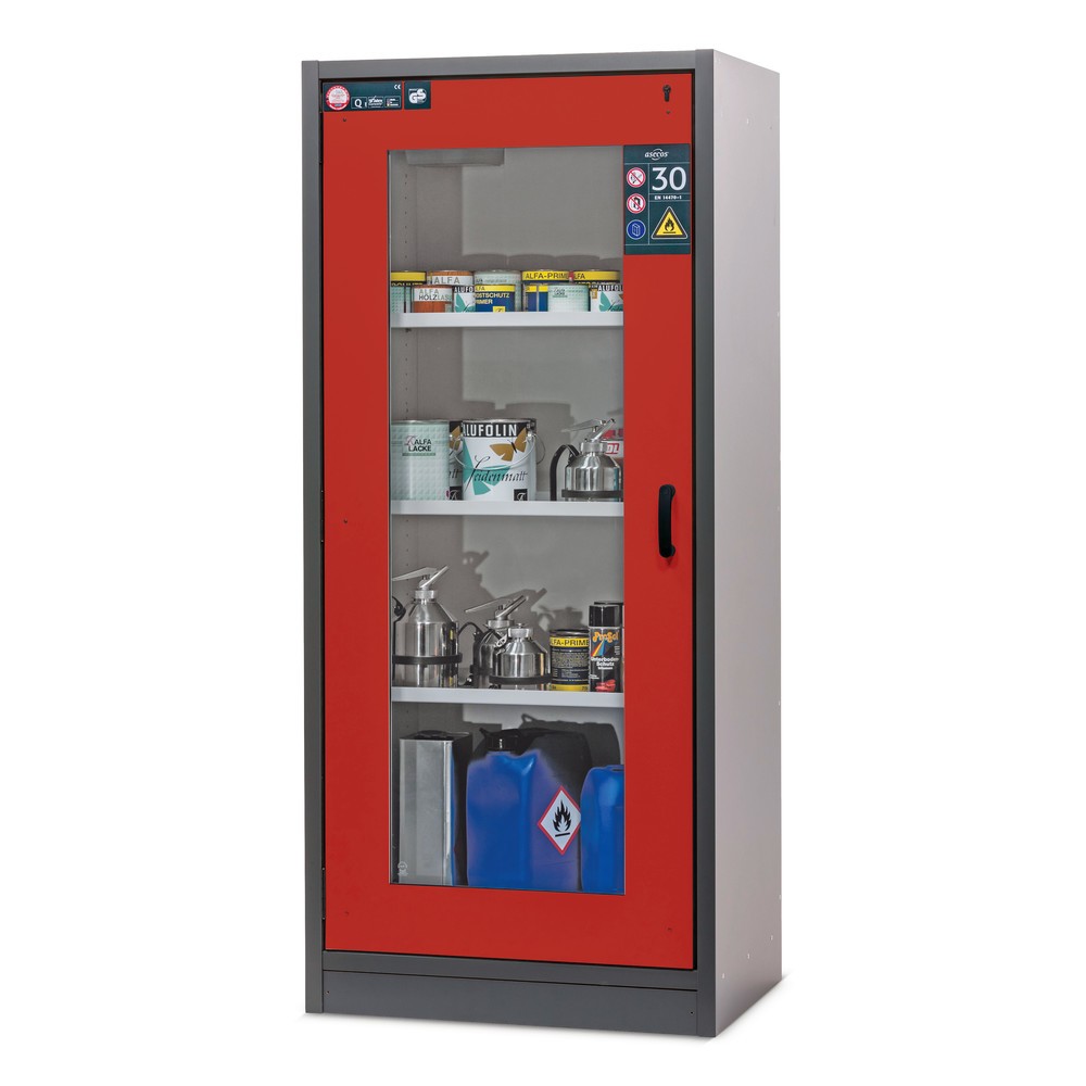 Productafbeelding nr. 3: Veiligheidskast asecos® type 30 met glazen deur, h x b x d 1.947 x 864 x 620 mm, antracietgrijs/verkeersrood