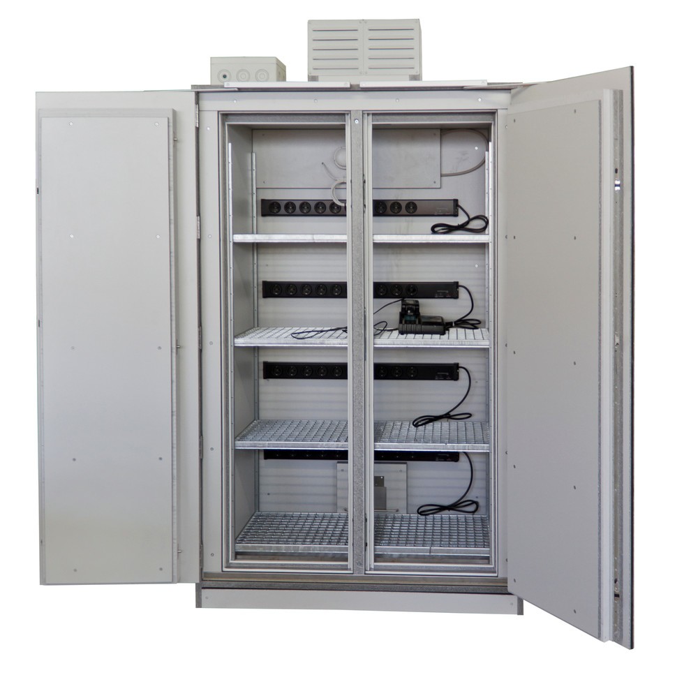 Productafbeelding nr. 3: Veiligheidskast PRIORIT PRIOLIN voor lithium-ion accu’s, 4 roosterlegborden, lekbak, besturingseenheid 400 V / AC, 2 x 10 stopcontacten