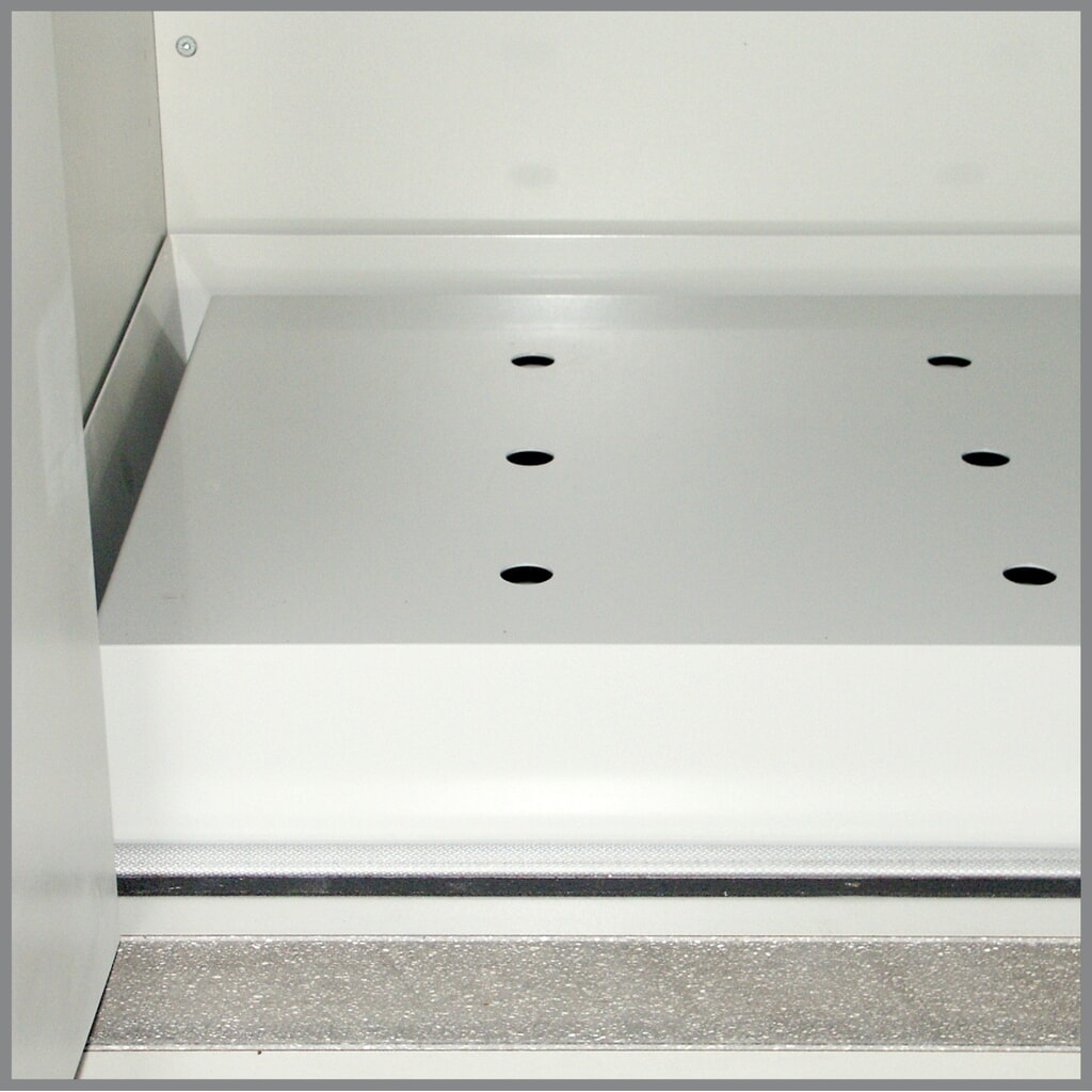 Lekbak met geperforeerde plaat voor veiligheidskast type 90, roestvrij staal, b x d 513 x 472 mm Product afbeelding: Lekbak met geperforeerde plaat voor veiligheidskast type 90, roestvrij staal, b x d 513 x 472 mm