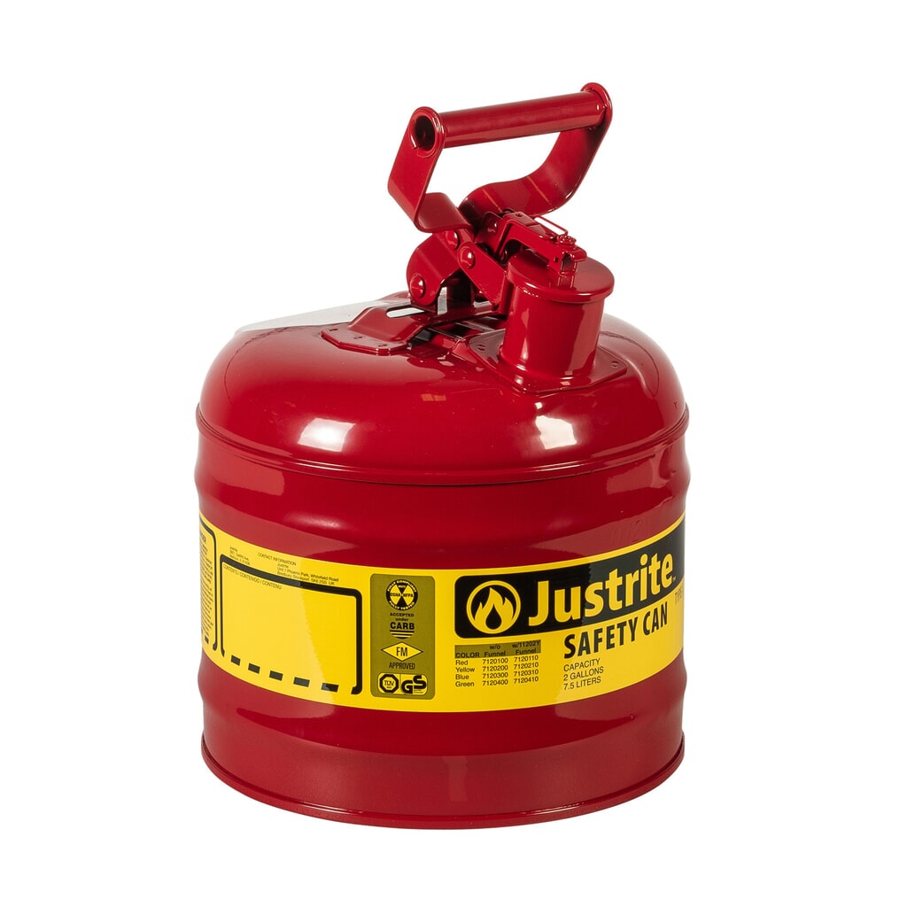 Product afbeelding: Veiligheidsreservoir Justrite type I, klapgreep, rood, 7,5 liter
