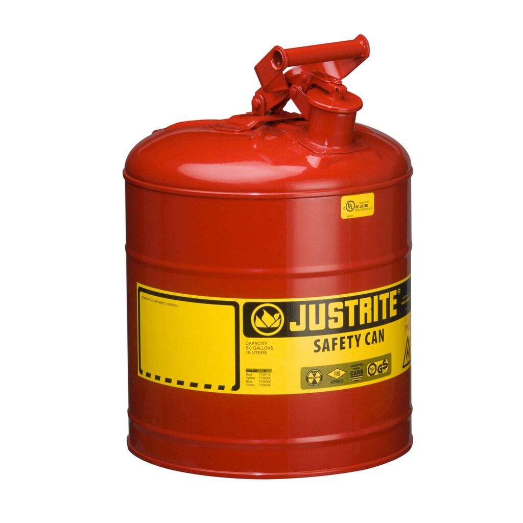 Veiligheidsreservoir Justrite type I, klapgreep, rood, 19 liter Product afbeelding: Veiligheidsreservoir Justrite type I, klapgreep, rood, 19 liter