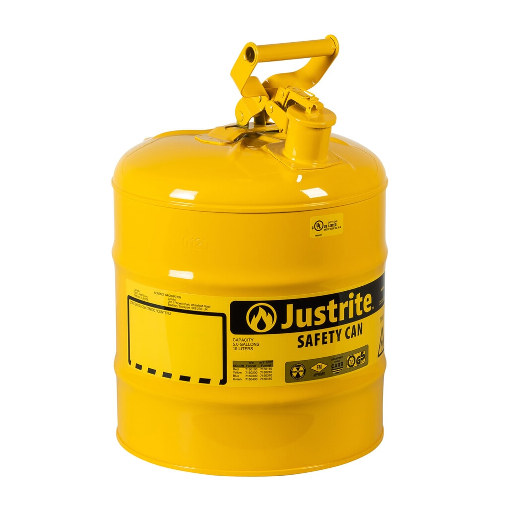 Product afbeelding: Veiligheidsreservoir Justrite type I, klapgreep, geel, 19 liter