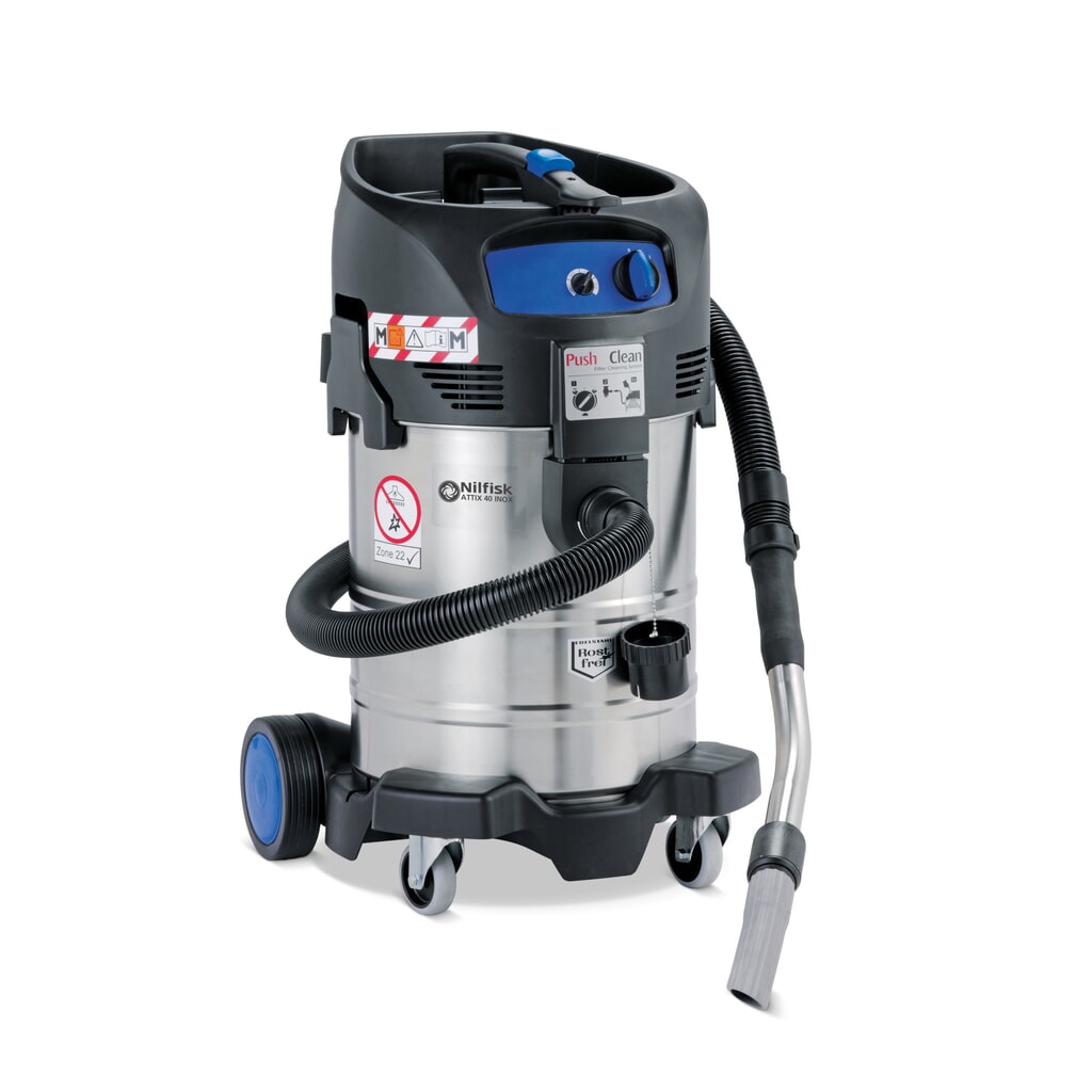 Veiligheidsstofzuiger Nilfisk® ATTIX 40-OM PC type 22, nat + droog, 1.400 W, 37 l Product afbeelding: Veiligheidsstofzuiger Nilfisk® ATTIX 40-OM PC type 22, nat + droog, 1.400 W, 37 l