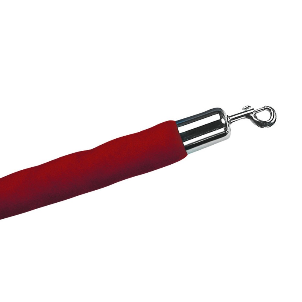 Product afbeelding: Velours afzetkoord met verchroomde snapsluitingen, rood