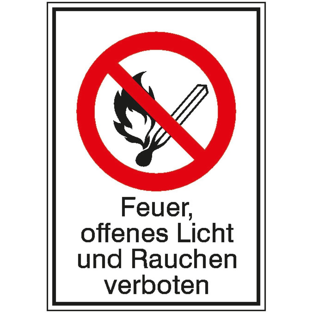 Product afbeelding: "Vuur, open licht en roken verboden", hxb 185 x 131 mm, aluminium