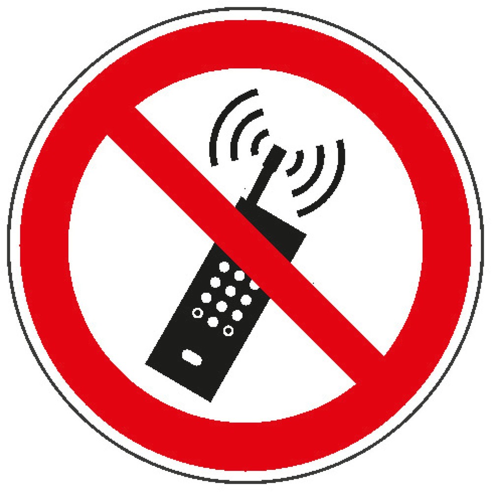 Product afbeelding: Ingeschakelde mobiele telefoon verboden, Ø 100 mm, folie