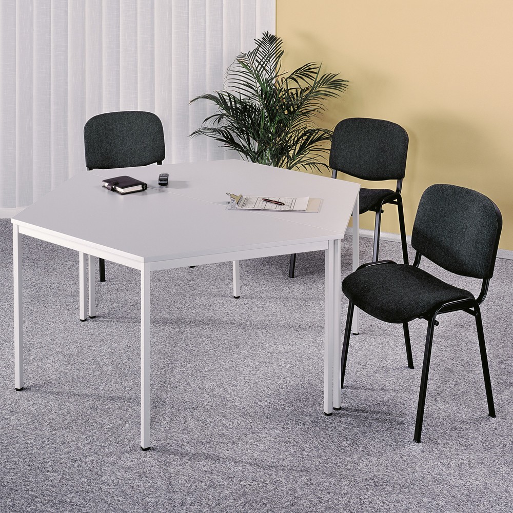 Product afbeelding: Vergadertafel Klassic, trapezevorm met vierkante buis, b x d 1.600 x 690 mm, grijs