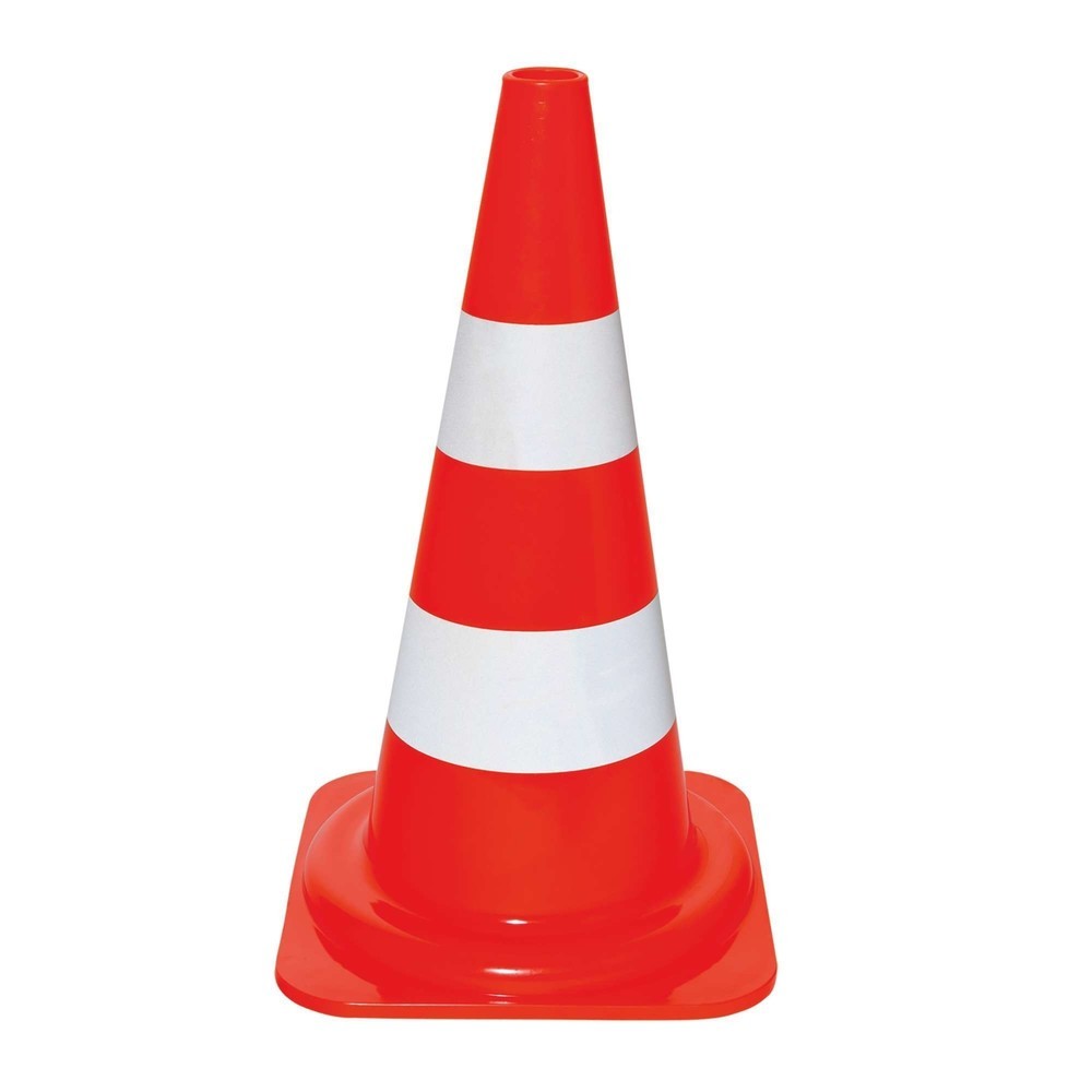 Productafbeelding nr. 1: Verkeerskegel MORAVIA van pvc, reflecterend, 2 witte ringen, hoogte 500 mm