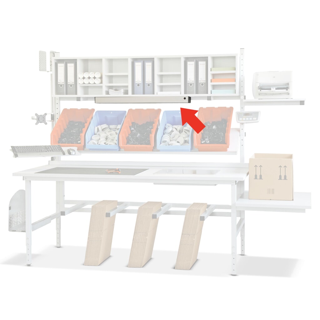 Verlichting voor paktafel, 1.100 Lux, 2x 36 Watt Product afbeelding: Verlichting voor paktafel, 1.100 Lux, 2x 36 Watt