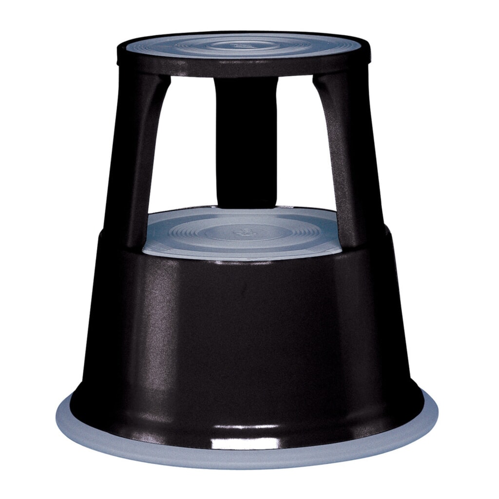 Verrijdbaar opstapje van plaatstaal, draagvermogen 150 kg, gitzwart Product afbeelding: Verrijdbaar opstapje van plaatstaal, draagvermogen 150 kg, gitzwart