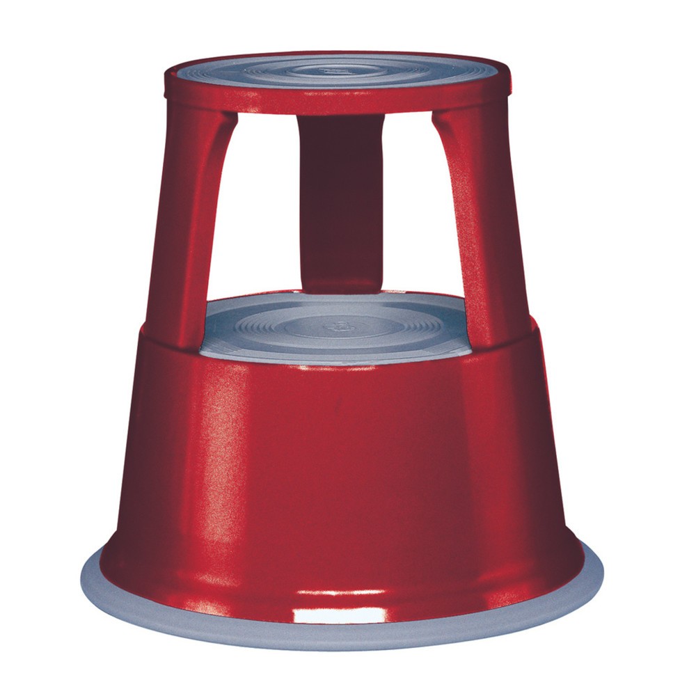 Product afbeelding: Verrijdbaar opstapje van plaatstaal, draagvermogen 150 kg, vuurrood