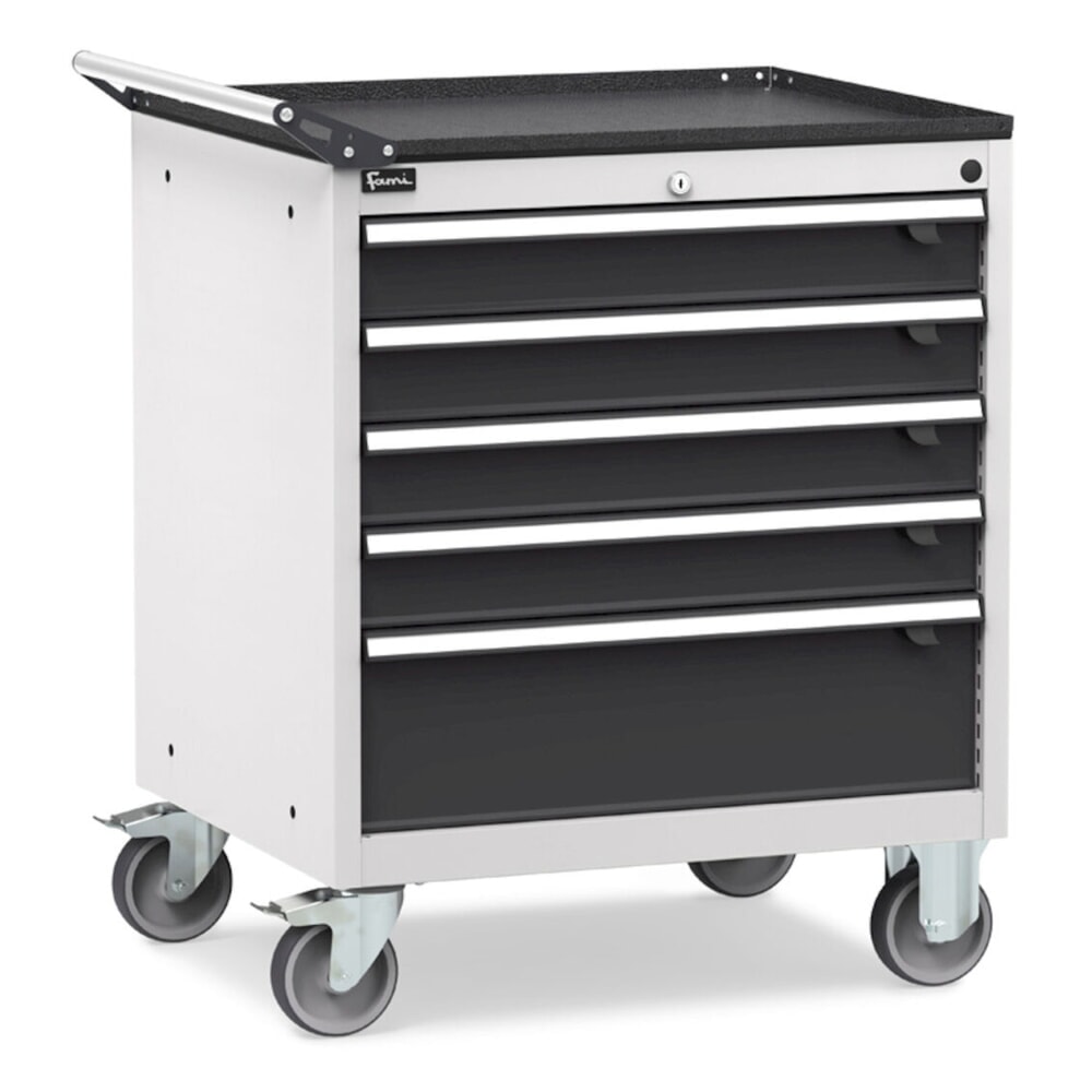 Productafbeelding nr. 2: Verrijdbare ladekast Fami FLEXA, 5 lades, hxbxd 853 x 794 x 600 mm, lichtgrijs, antraciet