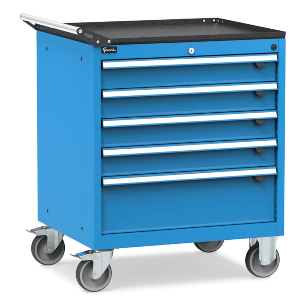 Productafbeelding nr. 2: Verrijdbare ladekast Fami FLEXA, 5 lades, hxbxd 853 x 794 x 600 mm, lichtblauw