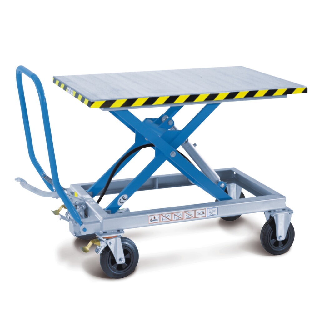Verrijdbare schaarheftafel, cap. 500 kg, afmetingen 1.190 x 740 mm Product afbeelding: Verrijdbare schaarheftafel, cap. 500 kg, afmetingen 1.190 x 740 mm