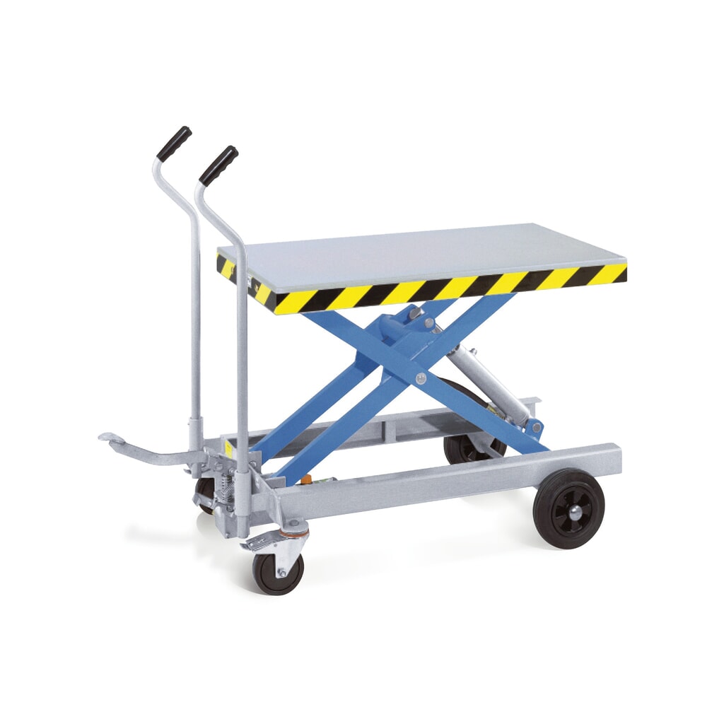 Verrijdbare schaarheftafel, smal, cap. 500 kg, afmetingen 975 x 500 mm Product afbeelding: Verrijdbare schaarheftafel, smal, cap. 500 kg, afmetingen 975 x 500 mm