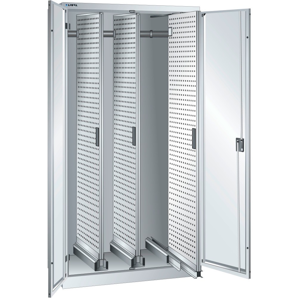 Product afbeelding: Verticaal uitschuifbare kast LISTA, (bxdxh) 1000x600x1950mm mm, met draaideuren, 3 uitschuifbare delen, KEY Lock
