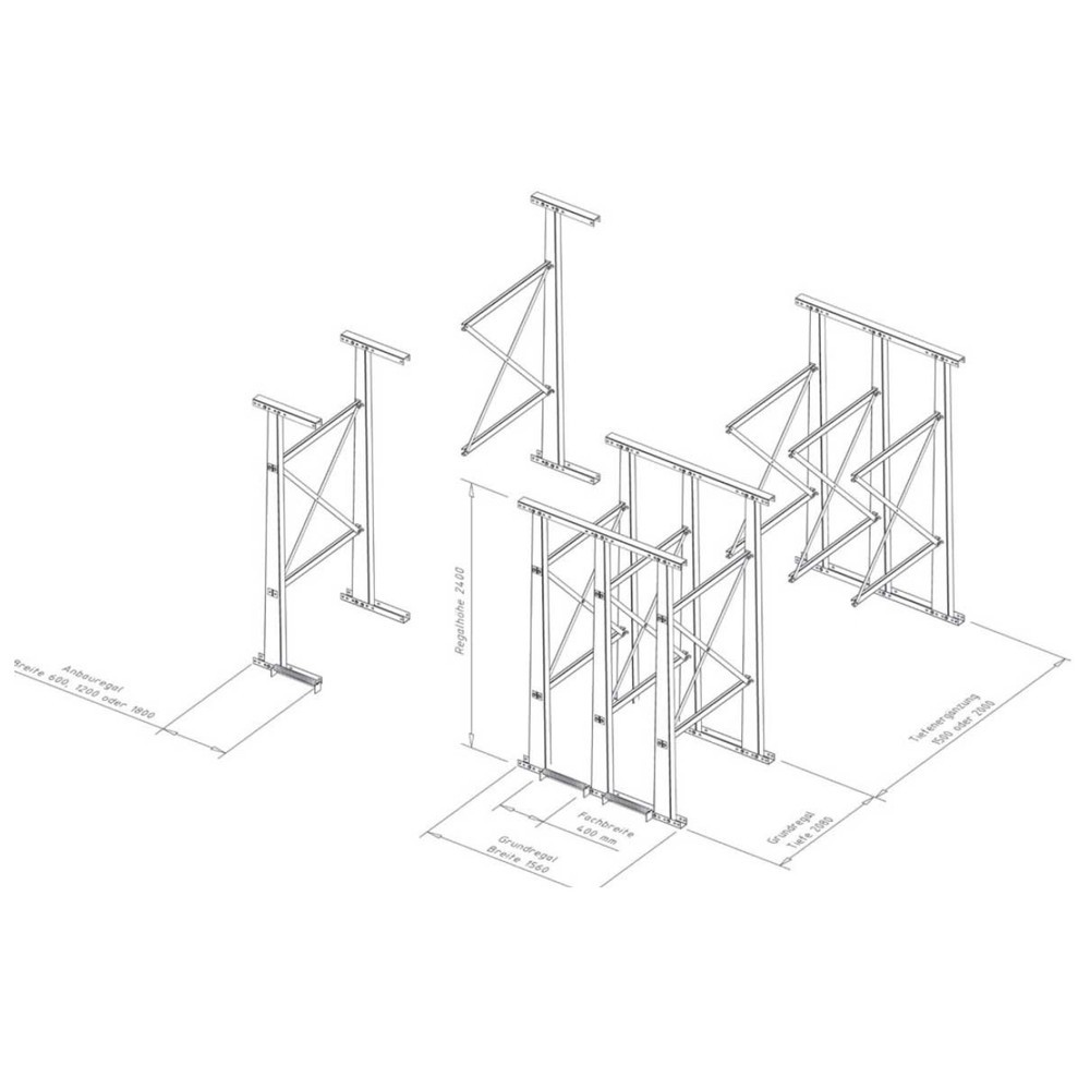 Productafbeelding nr. 2: Verticale platenstandaard VLP, aanbouwelement, hxbxd 2.400 x 600 x 2.000 mm, 1 vak