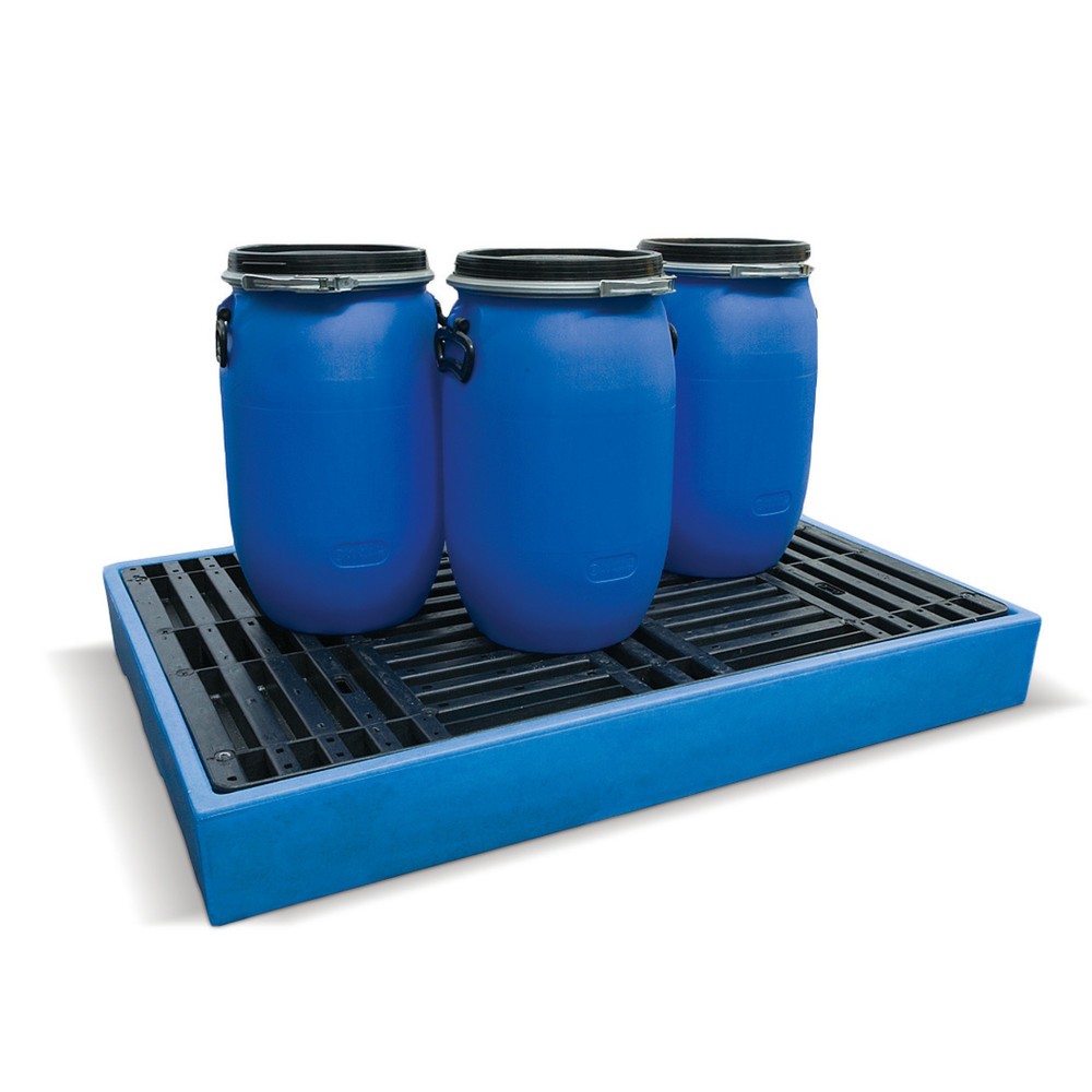 Product afbeelding: Lage lekbak uit PE, incl. geperforeerde plaat, hxbxd 150 x 1.260 x 860 mm