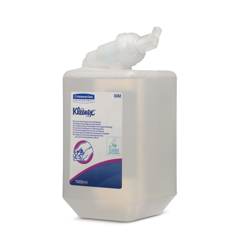 Vloeibare zeep KLEENEX® zachte waslotion, cassette van 1 l Product afbeelding: Vloeibare zeep KLEENEX® zachte waslotion, cassette van 1 l