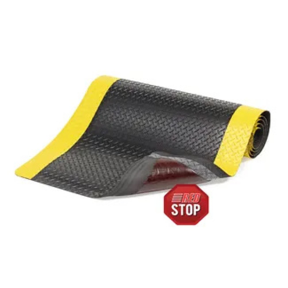 Product afbeelding: Vloermat 2-laags, pvc, bxd 600 x 910 mm, zwart/geel