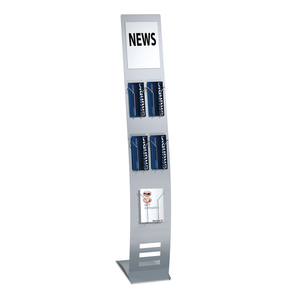 Vloerstandaard voor brochures, h x b x d 1.650 x 260 x 420 mm Product afbeelding: Vloerstandaard voor brochures, h x b x d 1.650 x 260 x 420 mm
