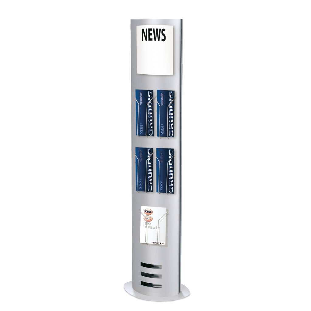 Product afbeelding: Vloerstandaard voor brochures, zuilmodel, h x b x d 1.850 x 770 x 330 mm