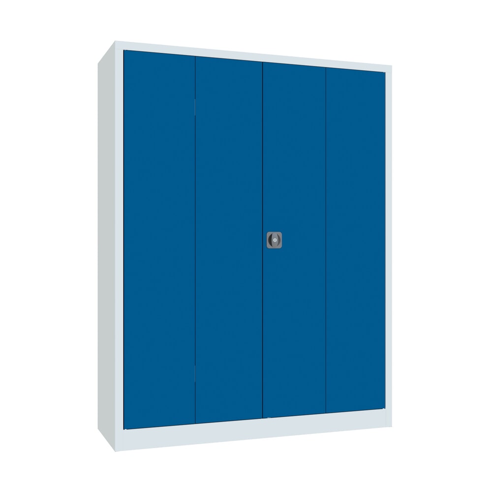 Productafbeelding nr. 1: Vouwdeurkast PAVOY met 4 legborden, hxbxd 1.950 x 1.500 x 500 mm, gentiaanblauw, lichtgrijs