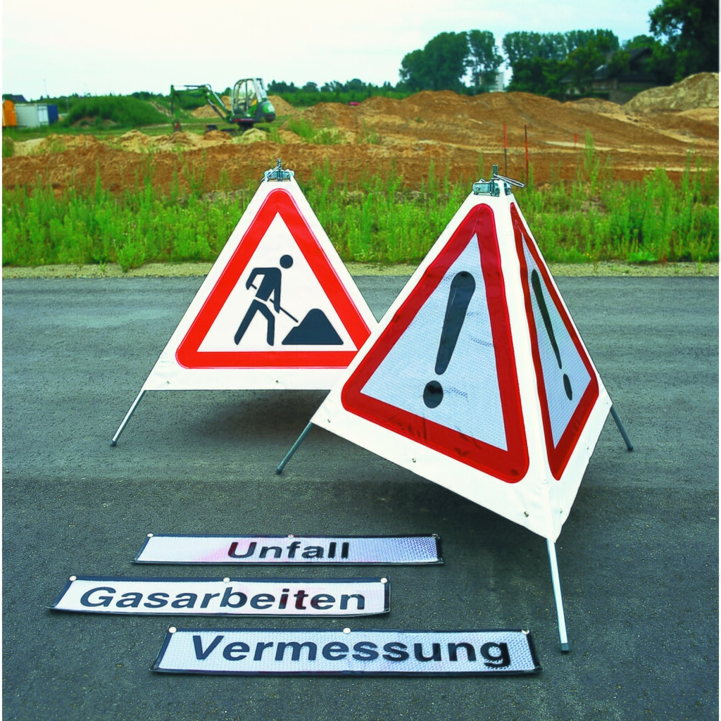 Product afbeelding: Vouwsignaal TRIO, Z 101 gevarenzone, fluorescerend, zijlengte 700 mm