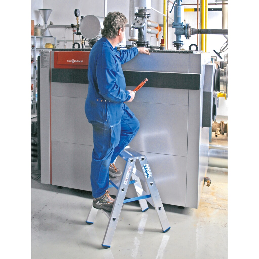 Inklapbaar opstapje KRAUSE® van aluminium, aan 2 zijden oploopbaar, stahoogte 0,25 m Product afbeelding: Inklapbaar opstapje KRAUSE® van aluminium, aan 2 zijden oploopbaar, stahoogte 0,25 m
