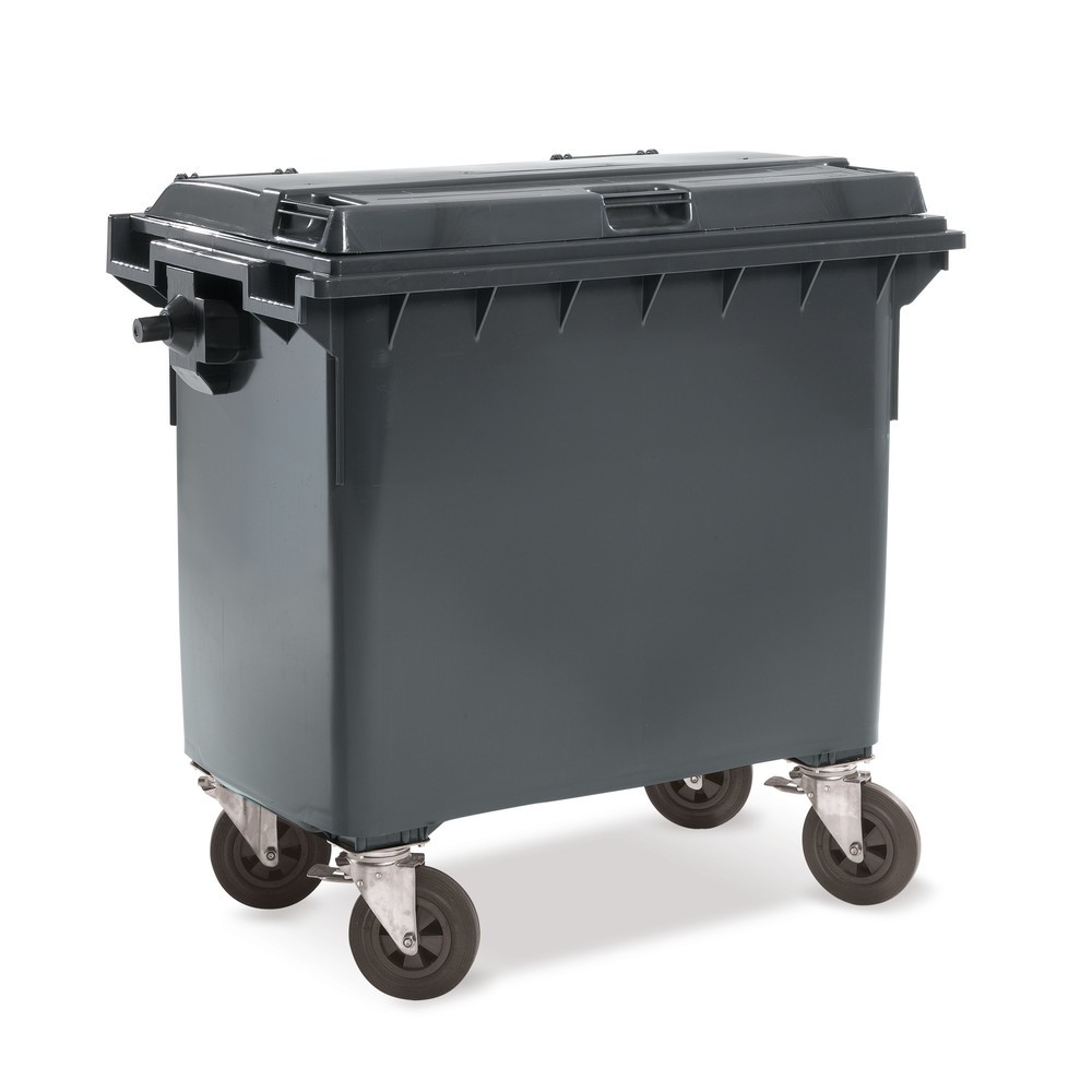 Product afbeelding: Vuilcontainer van HDPE, 660 liter, conform DIN EN 840-2, met 4 rollen, antraciet