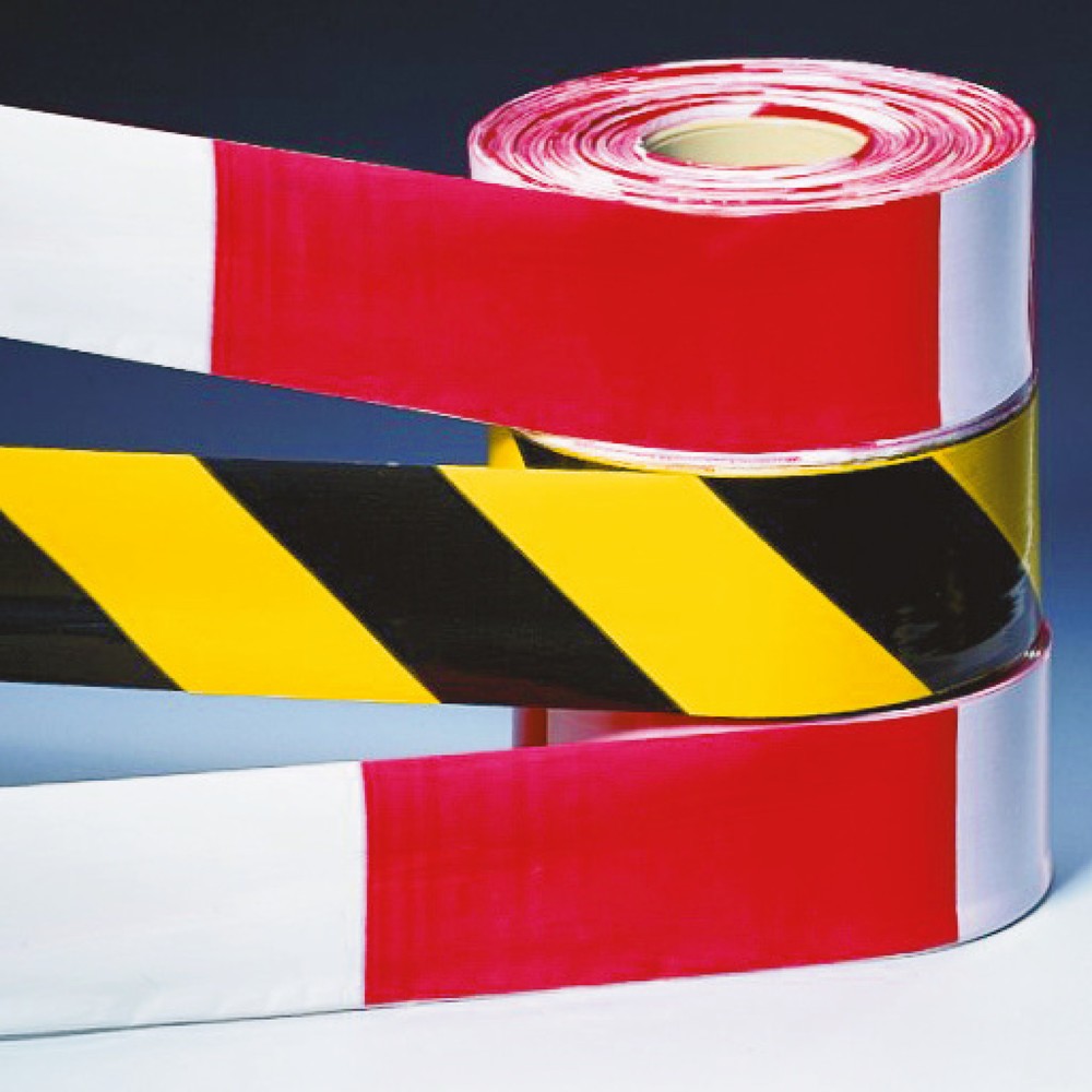 Product afbeelding: Waarschuwings- en afzetbanden, rood/wit, b x l 80 mm x 500 m, 1 rollen per verpakkingseenheid