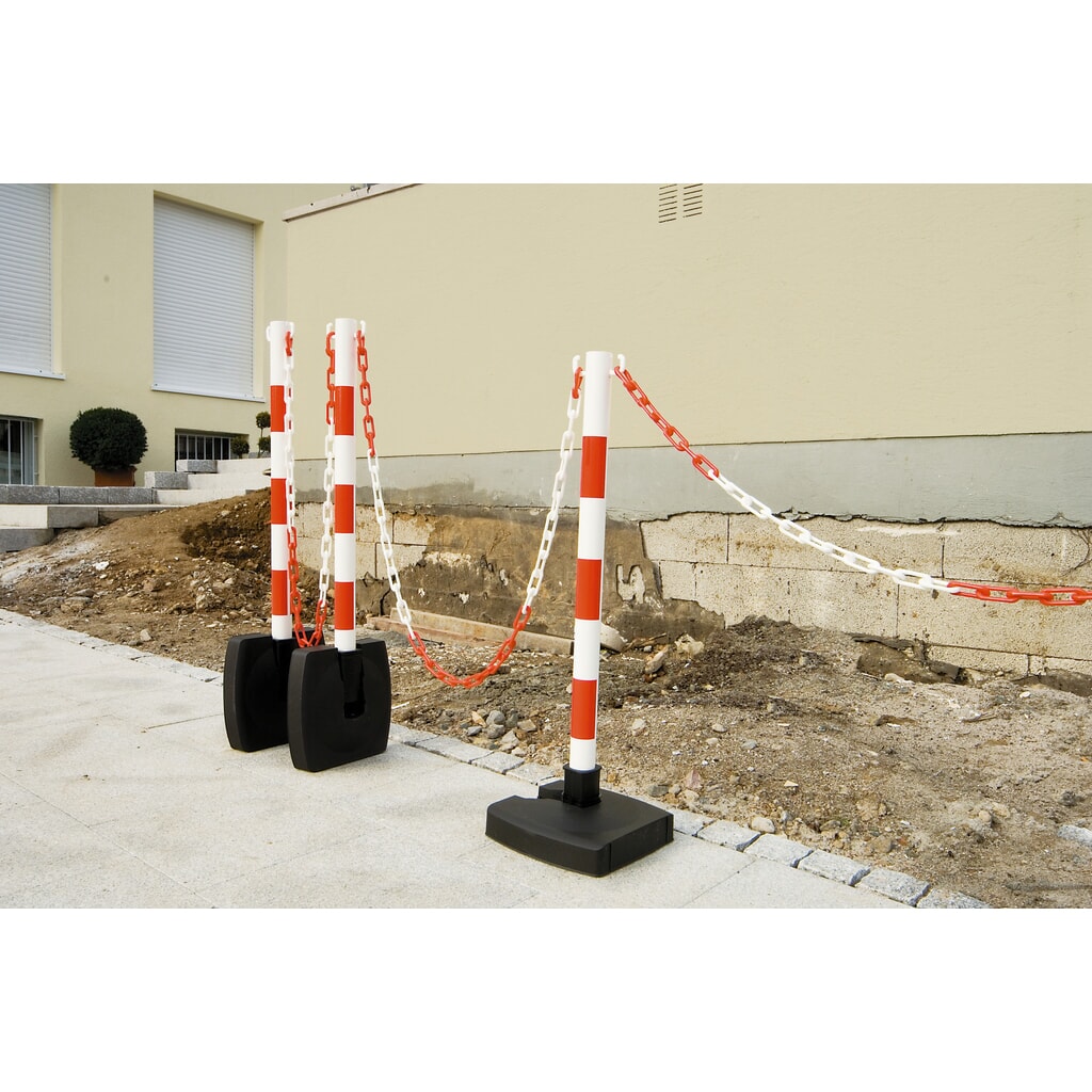 Waarschuwingsstandaardset met ketting MORAVIA GUARDA-Flex, 4 staanders + 10 m ketting, rood/wit Productafbeelding nr. 3: Waarschuwingsstandaardset met ketting MORAVIA GUARDA-Flex, 4 staanders + 10 m ketting, rood/wit