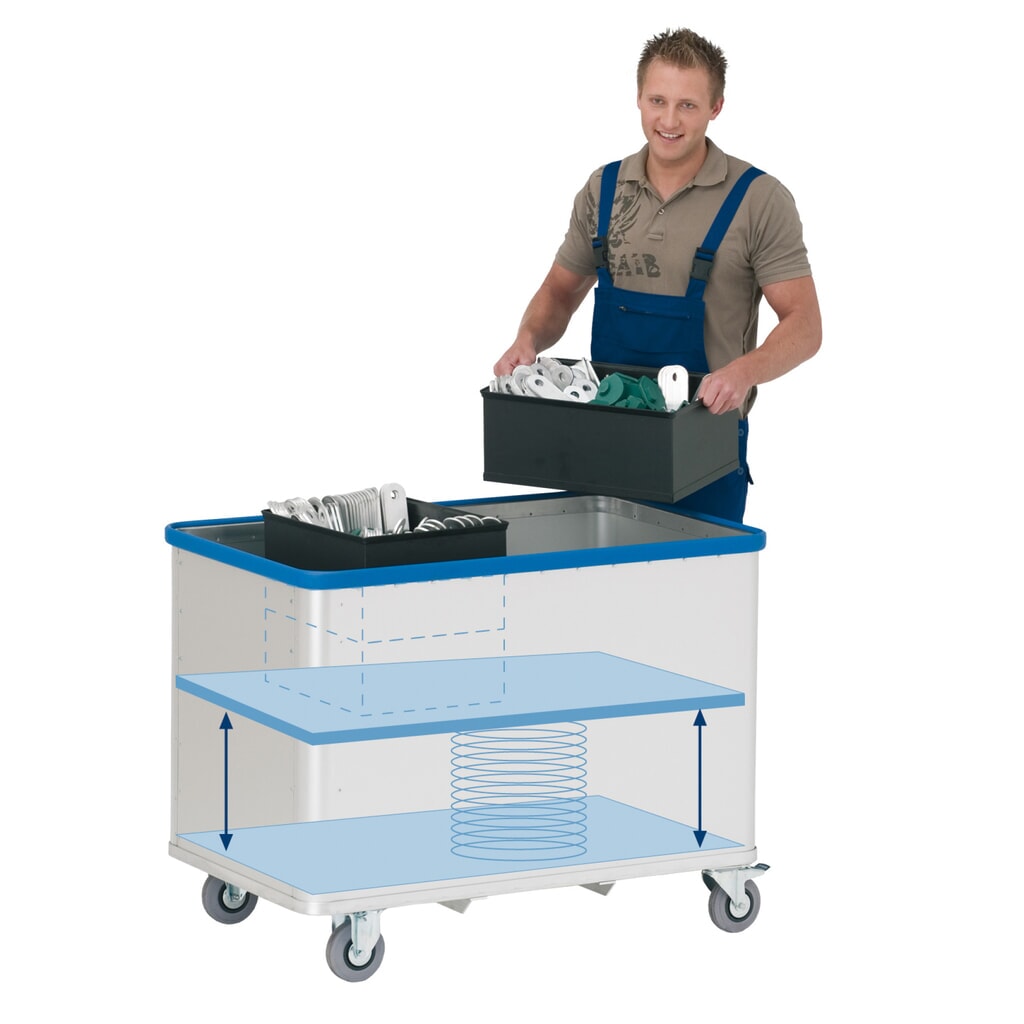 Wagen met verende bodem, aluminium, volume 380 l Productafbeelding nr. 1: Wagen met verende bodem, aluminium, volume 380 l