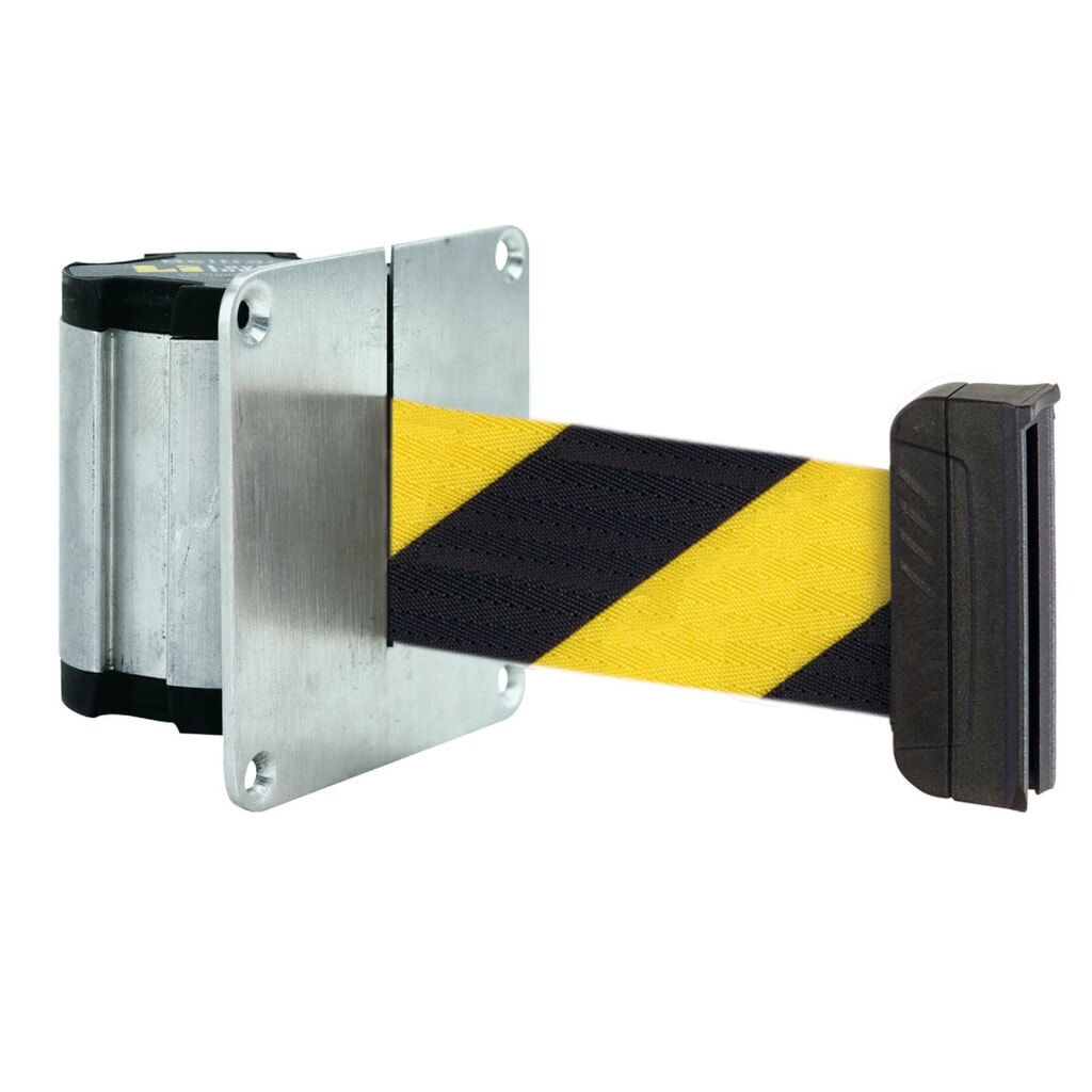 Wandafzetband M met magnetisch eindstuk, lengte 2,3 m, zwart/geel diagonaal gestreept Product afbeelding: Wandafzetband M met magnetisch eindstuk, lengte 2,3 m, zwart/geel diagonaal gestreept