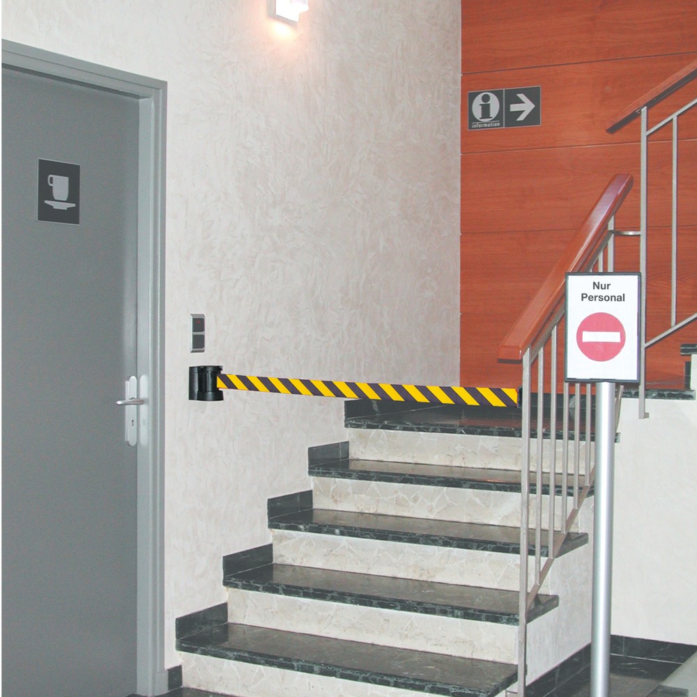 Product afbeelding: Wandafzetband om in te haken, lengte 3 m, zwart/geel horizontaal gestreept