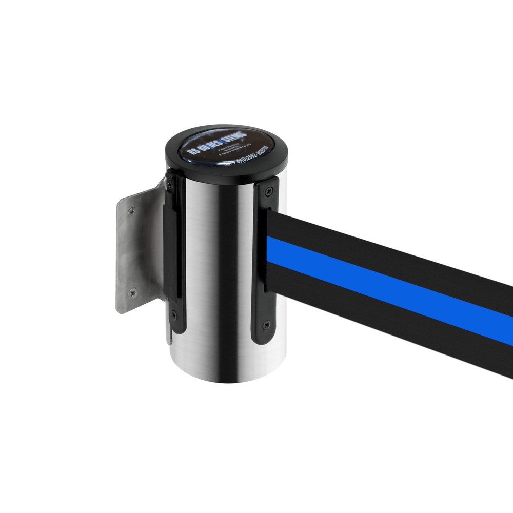 Product afbeelding: Wandafzetband RS-GUIDESYSTEMS®, roestvrij staal, uittreklengte 2,3 m, zwart/grijs horizontaal gestreept