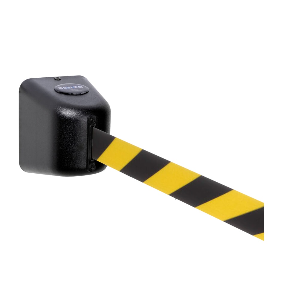 Product afbeelding: Wandafzetband RS-GUIDESYSTEMS®, uittreklengte 8 m, zwart/geel diagonaal gestreept