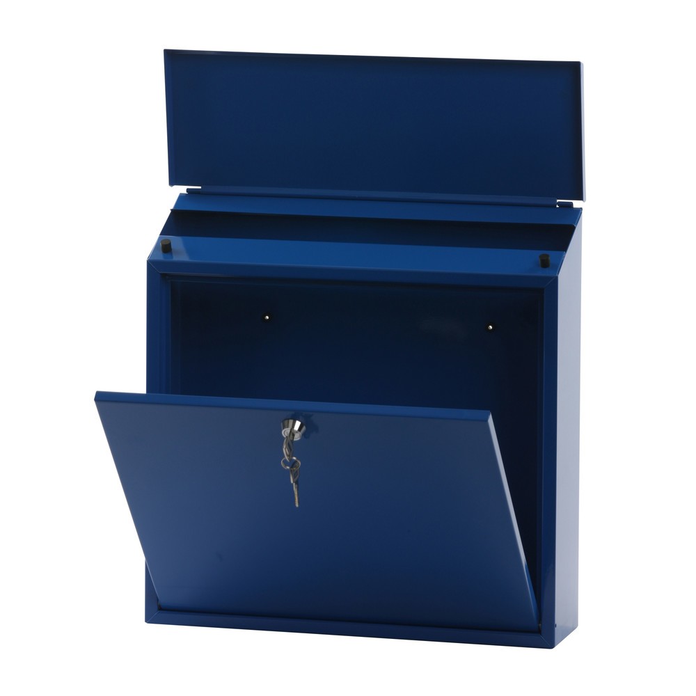 Productafbeelding nr. 2: Wandbrievenbus Malagan, met cilinderslot, van verzinkt staal, blauw